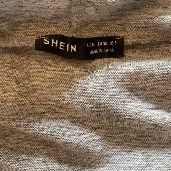 SHEIN- SZ M Gray Kangaroo Pocket Drawstring Hooded Sweatshirt Dress - Picture 6 of 7